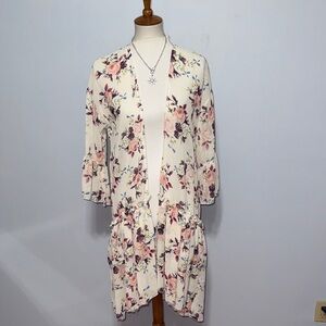 Celeste Cream Floral Open-Front Kimono Cardigan